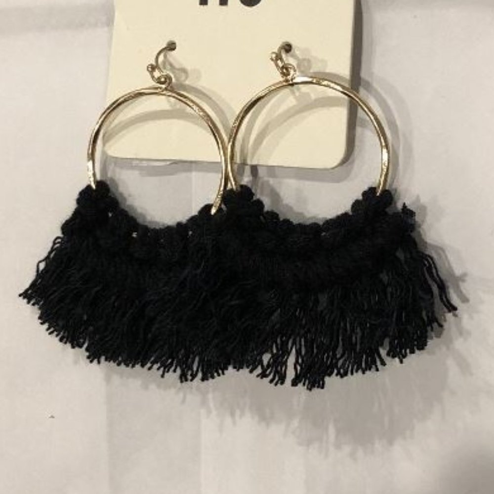 Gold & Black Fringe Earrings